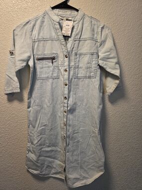 Speed Limit Light Blue Denim Shirt Dress Jacket
